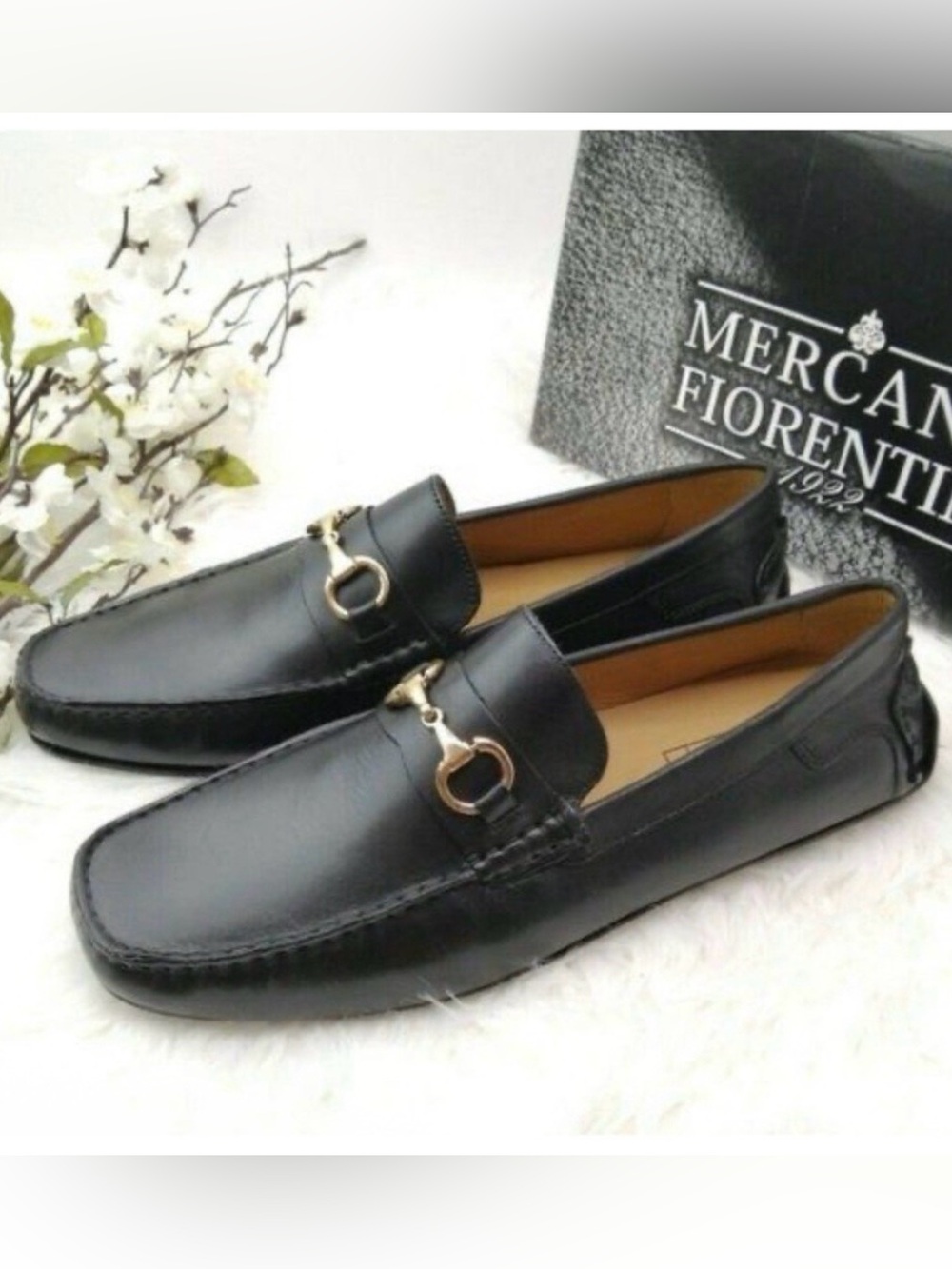 Mercanti Fiorentini Black Leather Horse Bit-Driving Loafers Sz 11